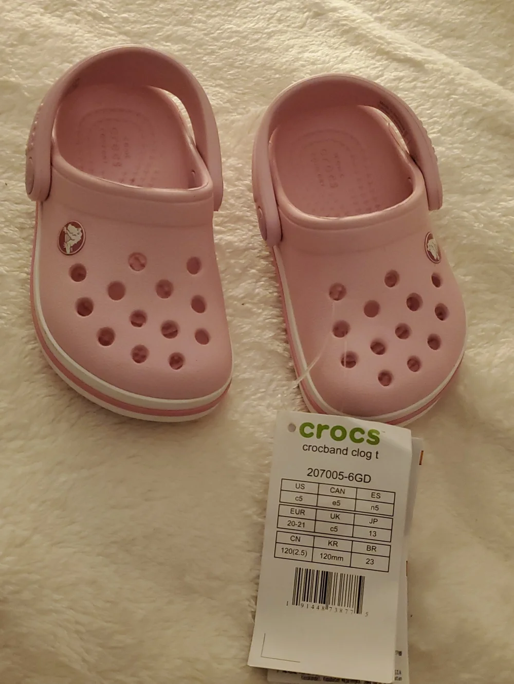 Crocs Crocband Clog Toddler Shoes Pink White Size C5 NWT